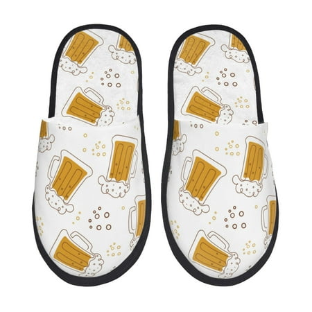 

Slippers for Women/Men - Beer print C Soft Plush Warm Slip-on Slippers House Slippers Indoor House Shoes
