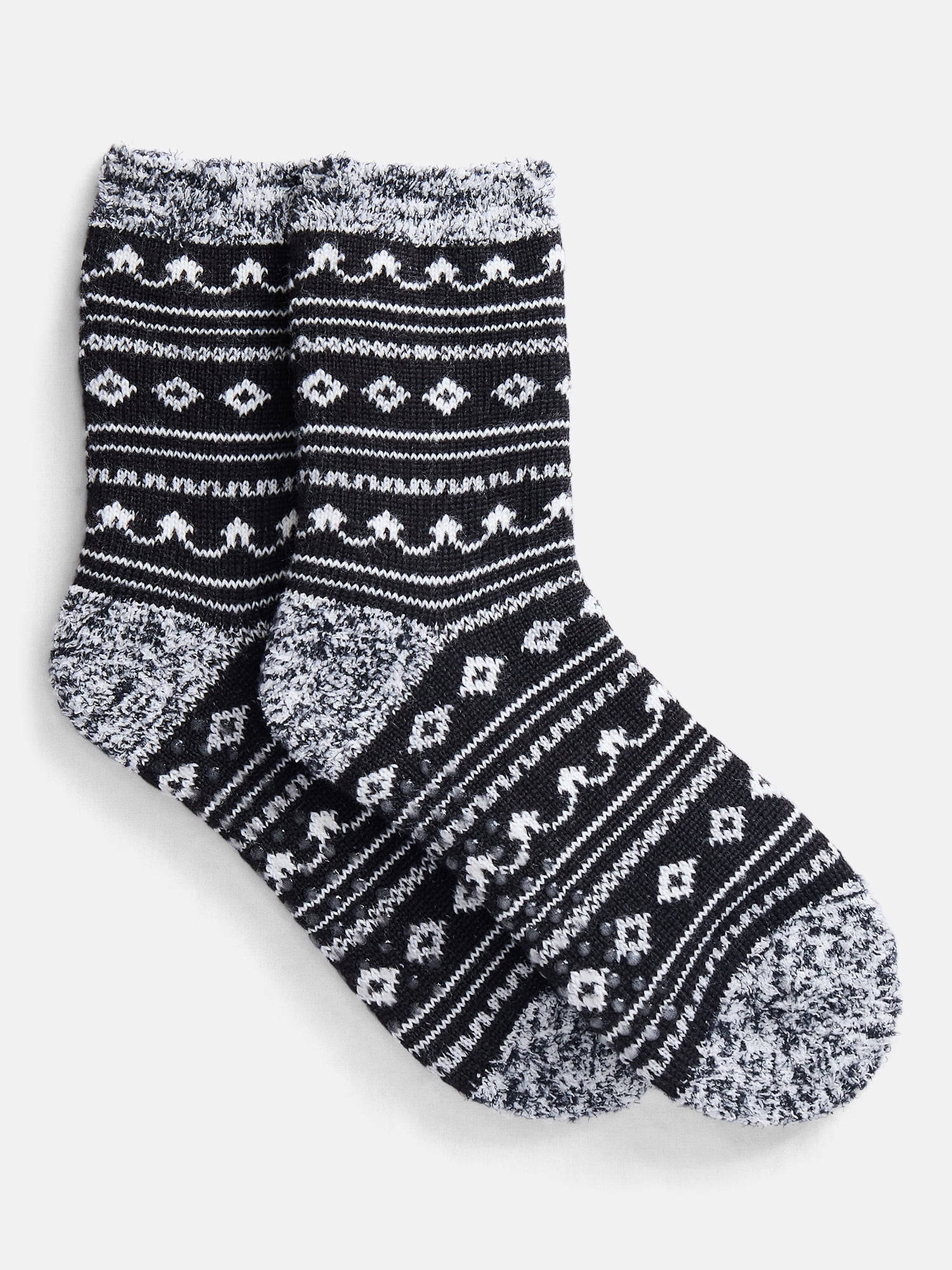 Joyspun Women's Double Layer Crew Lounge Socks, 3 Pack, Shoe Sizes 4-10