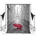 thumbnail image 1 of BSDHOME Parapluie Rouge en Polyester 5x7ft Tour Eiffel de Paris Fond de Photographie, 1 of 3