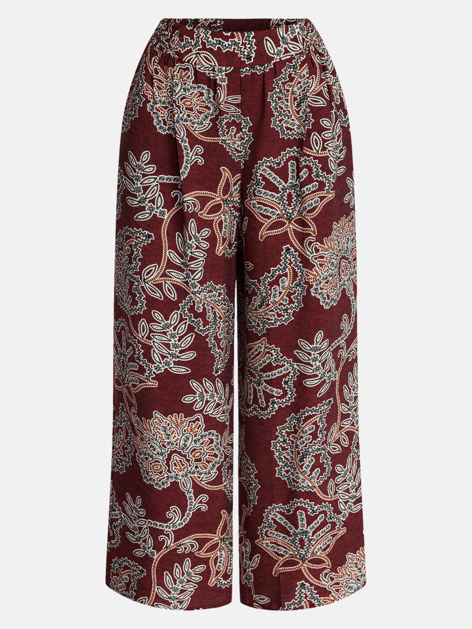 Time and Tru Women's Wide Leg Print Pants, Sizes XS-XXXL