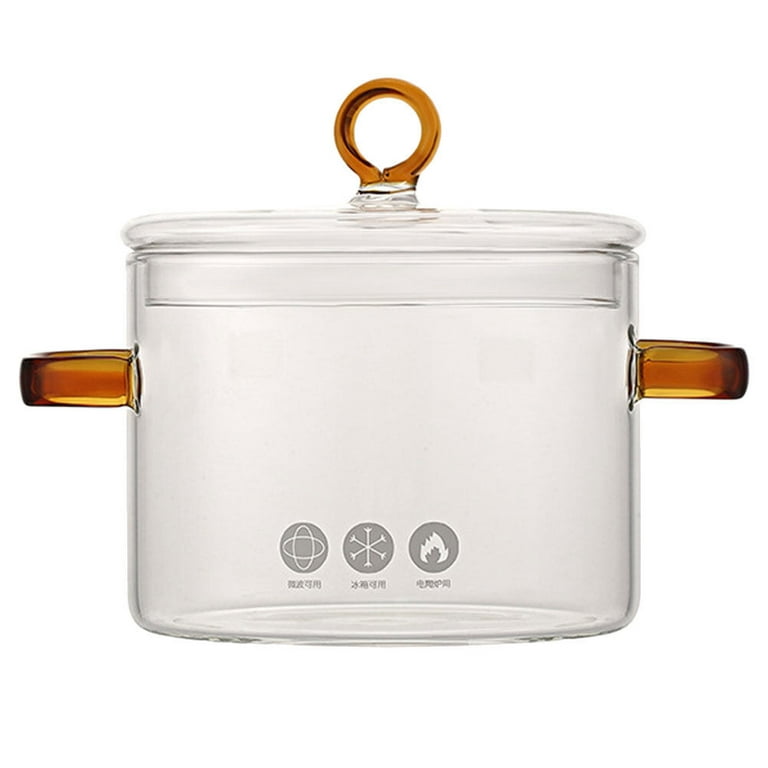 Happyyami Glass Cooking Pot Soup Pot with Lid Milk Warmer Pot Pasta Pot  Sauce Pan Stew Pot Instant Noddle Server for Home Restaurant Kitchen 1500ml