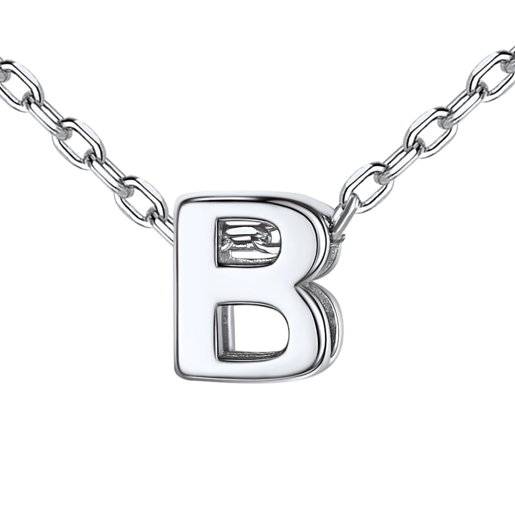 Suplight 925 Sterling Silver Dainty Initial AZ Alphabet Letter Pendant