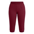 thumbnail image 4 of Tdoqot Womens Plus Size Capris with Pockets- Elastic Waist Casual Slim Leg High Rise Summer Pants Wine Size XL, 4 of 7