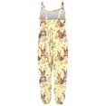 thumbnail image 6 of Kids Girl Easter Bunny Romper Jumpsuit Yellow Sleeveless Harem Floral Print Spring Outfit,Size 1 T, 6 of 7