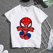 Mignon dessin animé Spiderman famille correspondant vêtements papa maman garçons filles correspondant tenues enfants adulte été vêtements noir T-shirt