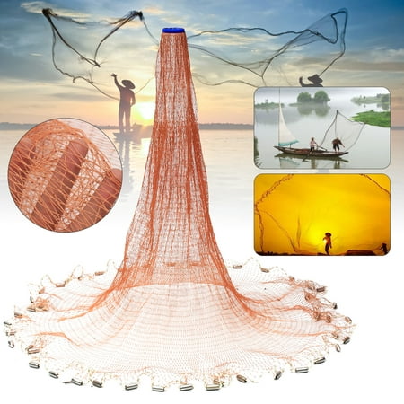 4FTx8FT Fish Net  Fish Cast Net Saltwater Bait Casting Net Easy Throw Strong Nylon Line & Sinker For Hand