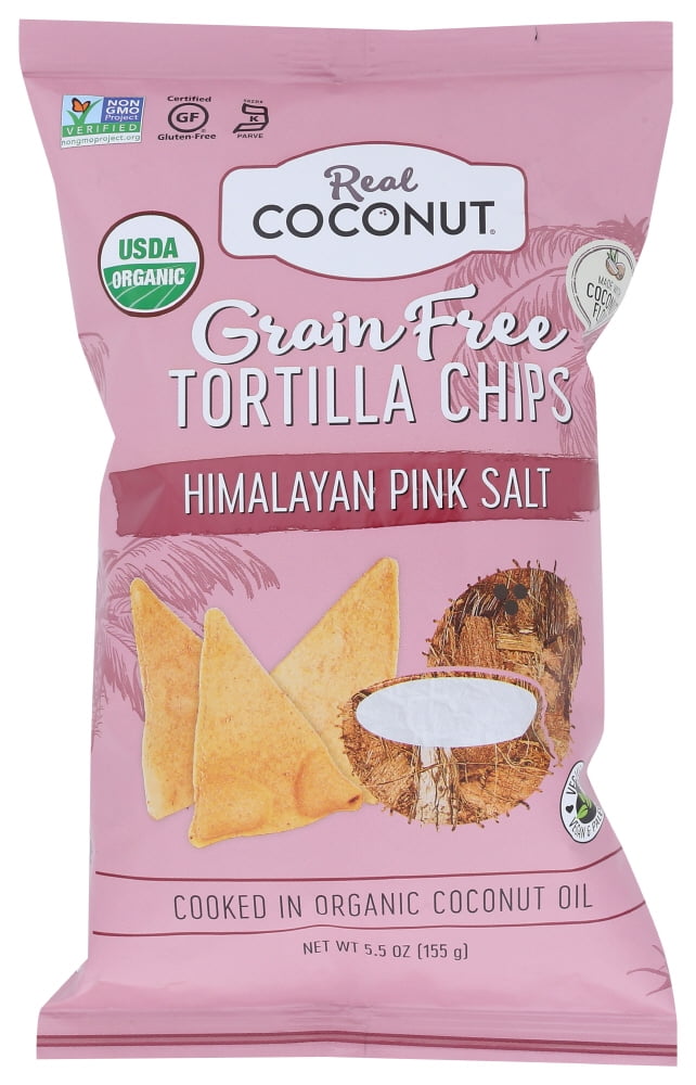 The Real Coconut Organic Himalayan Pink Salt Tortilla Chips , 5.5 Oz