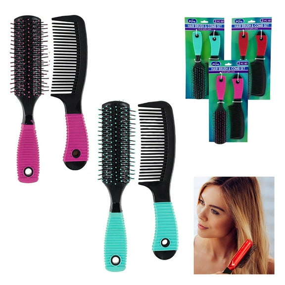 2 Pc Detangling Comb Brush Set Wet Dry Hair Styling Detangle Salon Hairdressing