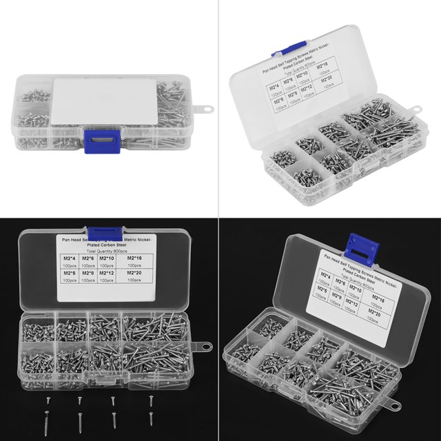 800pcs Tornillos Autorroscantes Ecomeon M2 Cabeza Plana Kit de Surtido