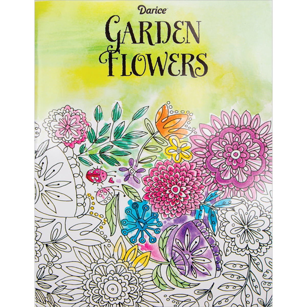 JFL Adult Coloring Book, Garden Flowers 10" Adult Coloring Book, Black