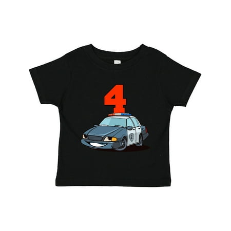 

Inktastic 4th Birthday Police Car Gift Toddler Boy or Toddler Girl T-Shirt