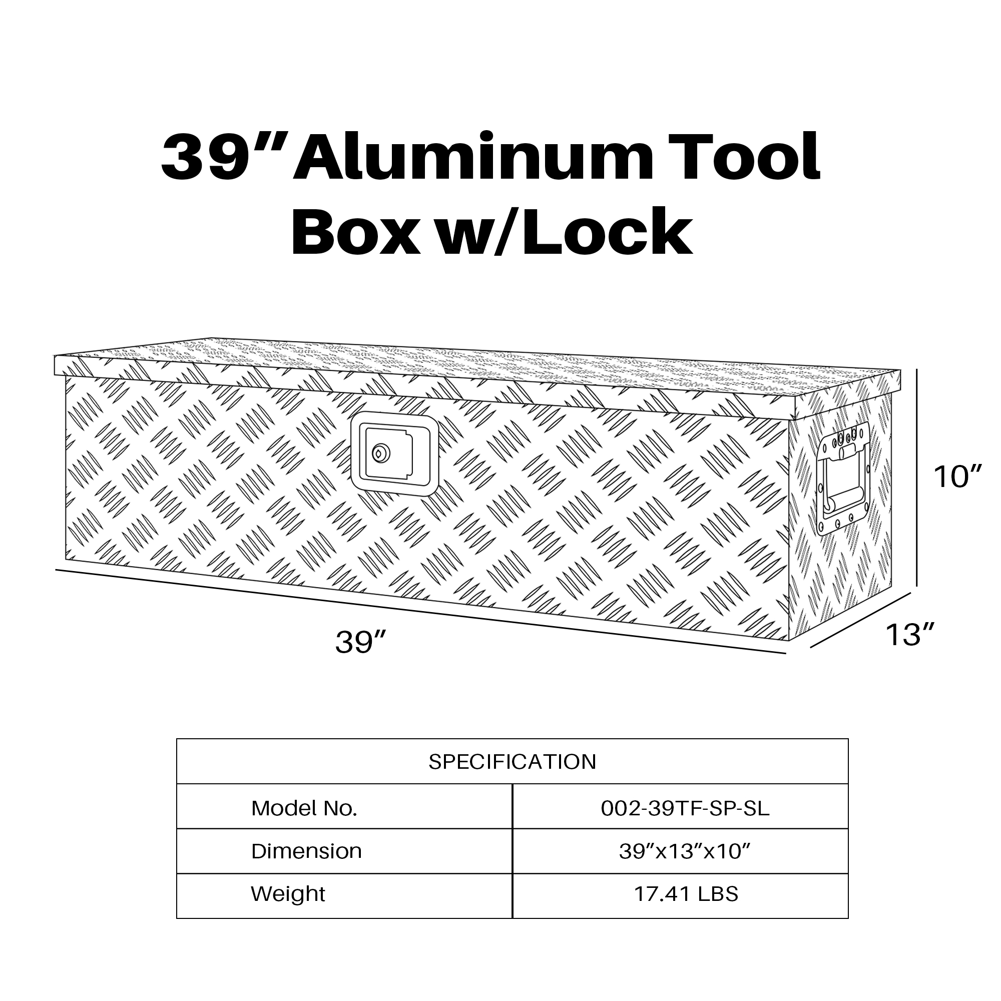 Buy ARKSEN 39 Aluminum Bar Tread Tool Box Chest Box Pick Up Truck Bed