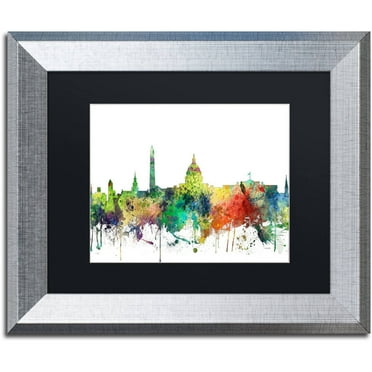 Trademark Fine Art "Washington DC Skyline SP" Canvas Art by Marlene Watson, Black Matte, Silver Frame