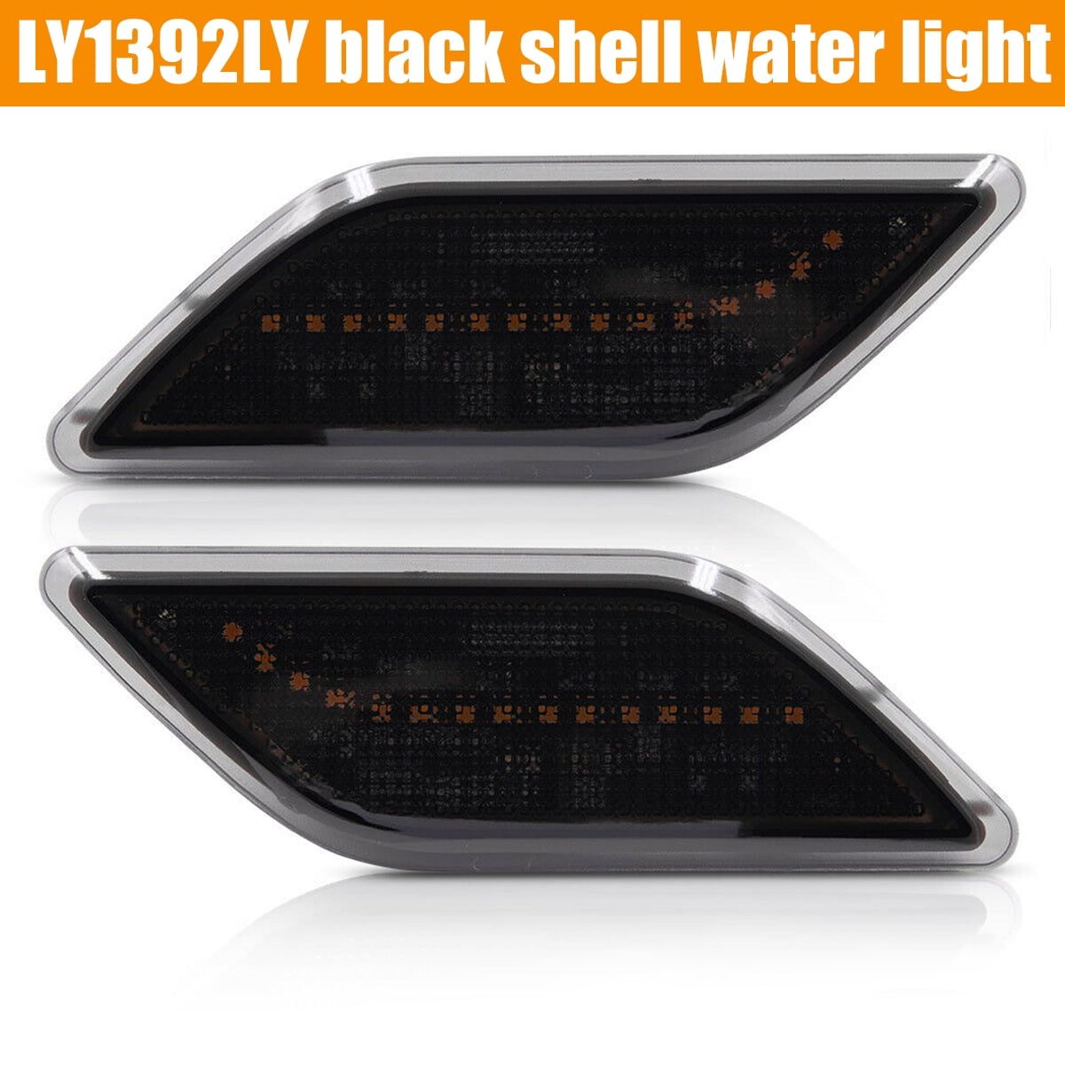 2pcs LED Front Bumper Side Marker Lights Clear Lens Amber LED Front