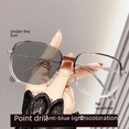 thumbnail image 1 of Gafas poligonales con cambio de color sensibles a la luz azul para mujer, montura grande, punta de diamante, ultralivianas, simples y lisas, 1 of 5