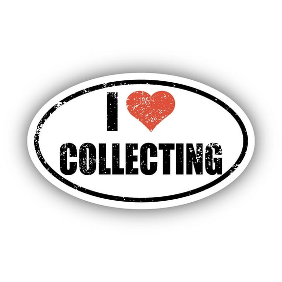 I Love Collecting I Heart Euro Oval Sticker Vinyl 3M Decal 3 In x 5 In