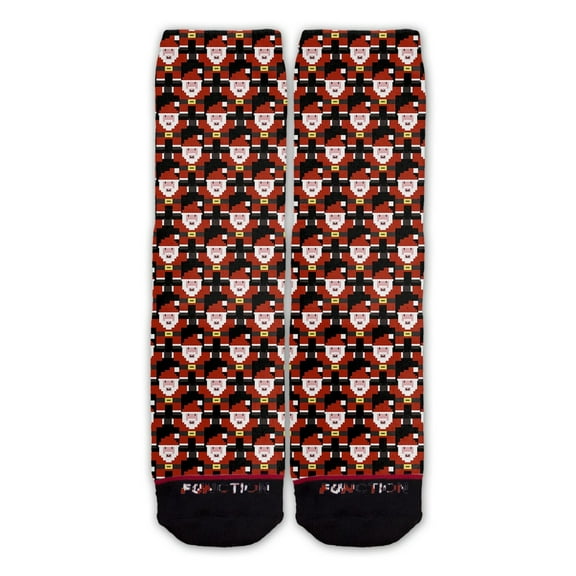 Function - 8-Bit Santa Pattern Black Fashion Sock