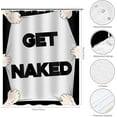 thumbnail image 2 of Get Naked Shower Curtain Funny Shower Curtain with Words Shower Curtain White Decor Black Word Fun Bathroom Bath Curtain Set with 12Hooks72x72 inches, 2 of 6