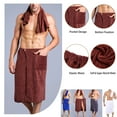 thumbnail image 3 of Men's Spa Bath Wrap Towel with Pocket Soft Face Towel & Shower Wrap Towel Set, Brown, 3 of 3