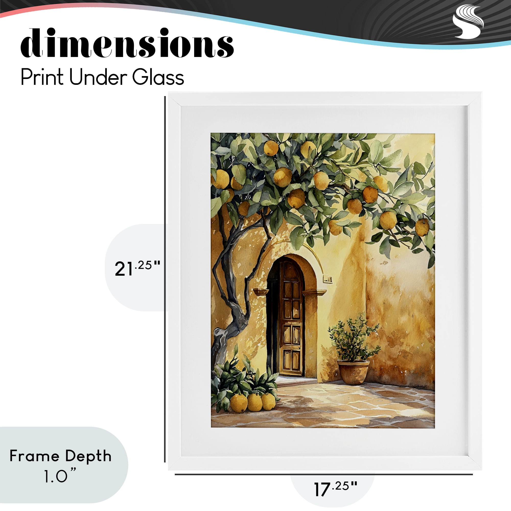 Stupell Industries Mediterranean Courtyard Lemon Tree White Framed Print Under Glass, design by LSR Design Studio