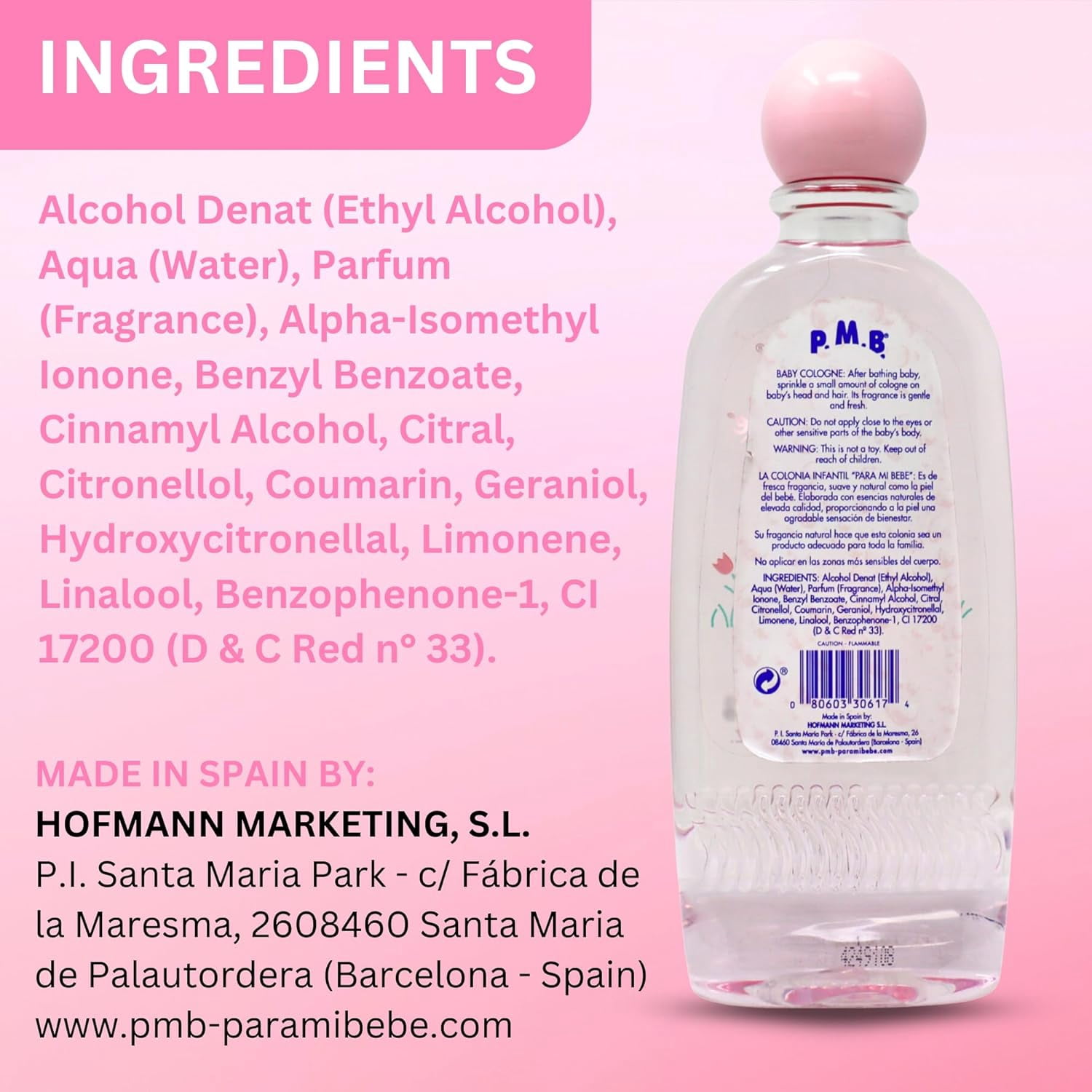 Para Mi Bebe Splash Cologne Baby Girls, 8.30 oz, 3 Pack