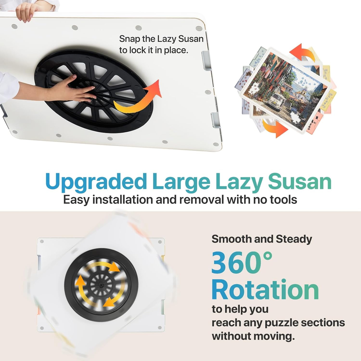 1500 Pieces Rotating Plastic Puzzle Board with Multicolor Drawers and Cover, 35"x27" Portable Spinning Jigsaw Puzzle Table for Adults, Upgraded Lazy Susan, Ideal Gift for Mum