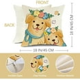 thumbnail image 3 of Golden Retriever Decorative Throw Pillow Covers 18 x 18 Set of 4, This is My Spot Paw Prints Porch Outdoor Home Decor, Green Stripes Flower Spring Summer Couch Cushion Case, 3 of 7