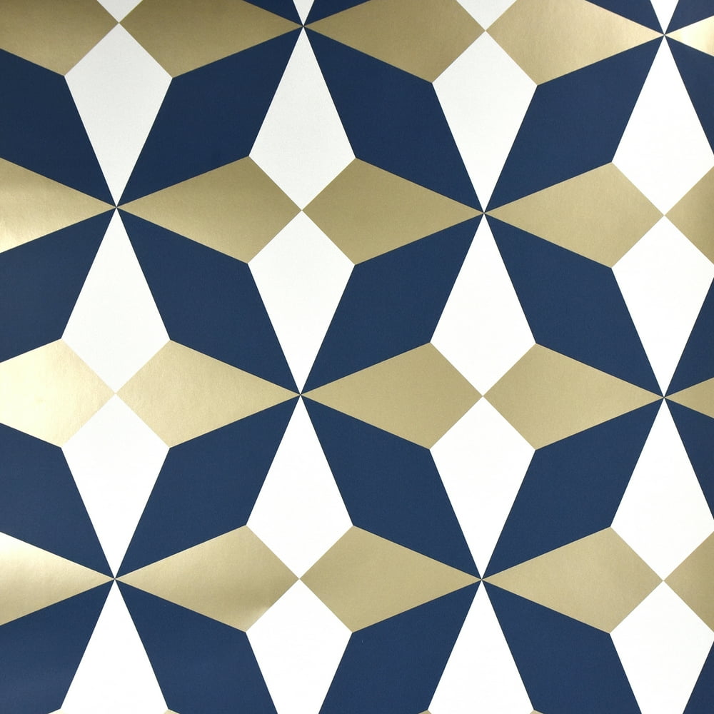 Fine Decor Newby Navy Geometric Wallpaper