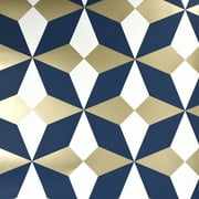 FINE DECOR WALLCOVERINGS Fine Decor Newby Navy Geometric Unpasted Paper Wallpaper, 20.5-in by 33-ft, 56.4 sq. ft.
