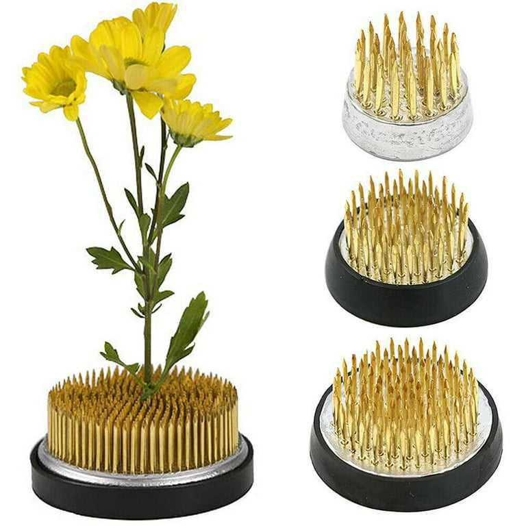 4pcs 0.9/1.4/1.7/2.4 Flower Frogs Ikebana Kenzan Brass Flower Arranger Gold - Gold Tone