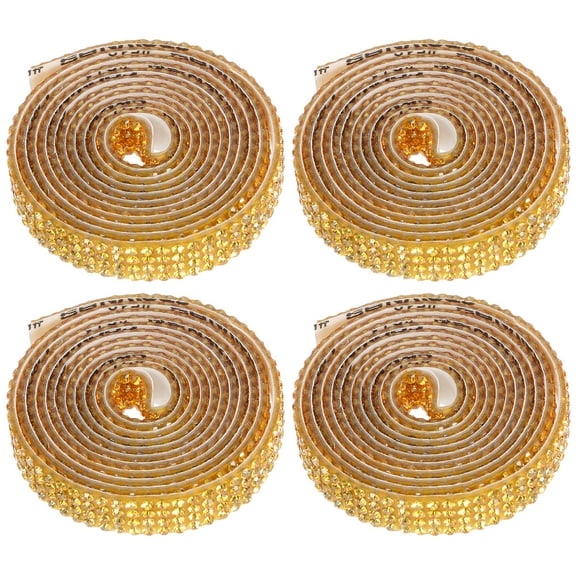 KONTONTY Golden Water Self-Adhesive Rhinestone Ribbon Trim for Craft Decoration and DIY Projects