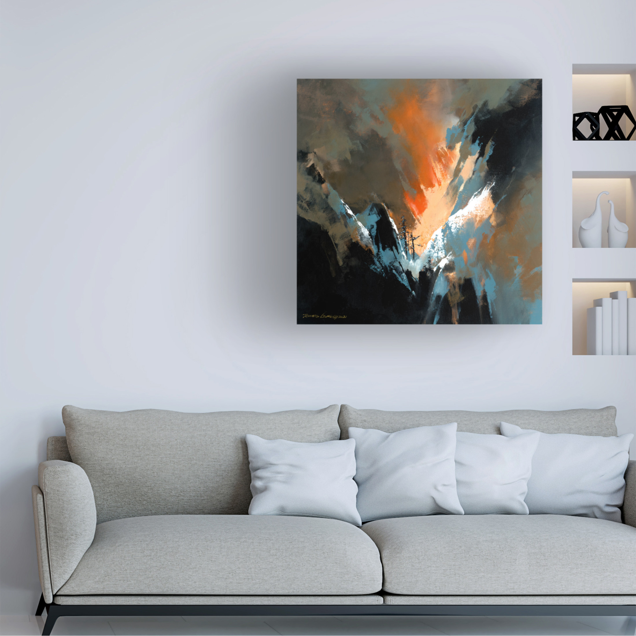 Canvas Wall Art - Thomas Leung 'Snow Valley' Wall Art for Living Room, Bedroom, or Office Décor by Trademark Fine Art - 14 x 14 Inches