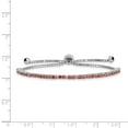 thumbnail image 5 of Sterling Silver Rhodium-plated January Birthstone Red Cubic Zirconia Adjustable Bracelet, 5 of 5