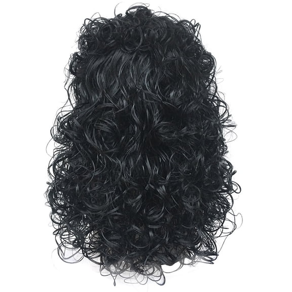 Desertasis fluffy hair long curly wig Black Handsome Cruly Wig Man Long Wig Men's wig Black