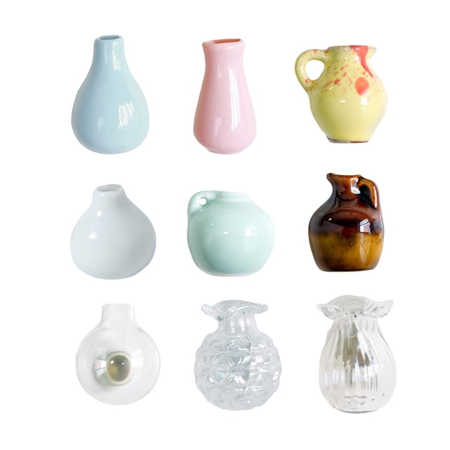 14/12/10/9/8/6/4/3/2/1 Pieces Mini Vase Magnets Mini Ceramic Vase Refrigerator Magnets 3D Plant Magnets for Refrigerator Kitchen Locker office Decoration