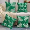 thumbnail image 4 of Tropical Plant Throw Pillow Covers Summer Hawaii Beach Leaves Coconut Tree Home Pillow Covers Outdoor Grass Green Background Cotton Linen Pillow Cases Set of 4 18x18 Inch Decor Sofa(Leaves 4), 4 of 6