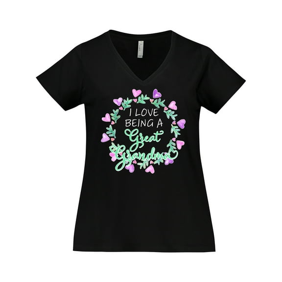 Inktastic I Love Being a Great Grandma Circle of Hearts Women's Plus Size V-Neck T-Shirt