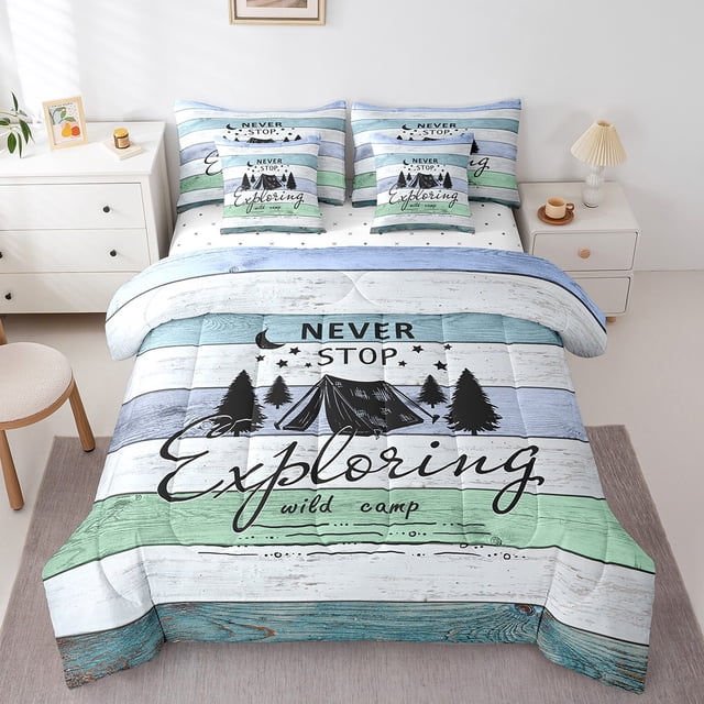 YST 7Pcs Comforter Set, Adventure Theme Bedding Set, Queen Size, Polyester, 7-Piece