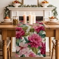 thumbnail image 2 of Table Runner 120 Inches Long for Kitchen Dining, Pink Flowers Dresser Scarf Farmhouse, Dining Table Decorations for Wedding/Parties, Spring Watercolor Floral Leaves Plants Beige 13 x 120 In, 2 of 8
