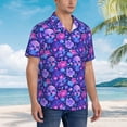 thumbnail image 3 of Sikiie blue Skull purple flower1 Print Men's Hawaiian Shirt, Summer Beach Button Pocket Short Sleeve T-Shirt,XX-Large, 3 of 7