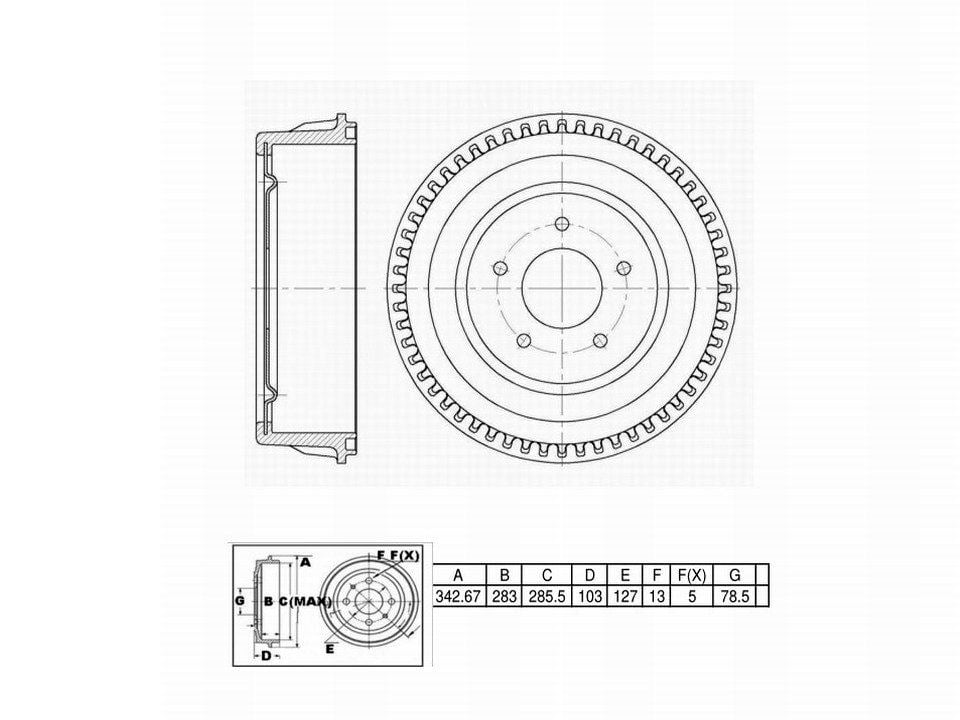 Winstop Brake Drum, Rear WS236351, Chevrolet G20 1995-1990