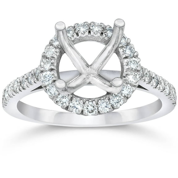 Pompeii 1/3CT Diamond Halo Engagement Ring Setting 14K White Gold (G/H,SI1-SI2)