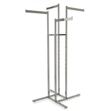 Econoco 4 Way Adjustable Height Blade Arms Clothes Rack With Square Tubing, Metal, Chrome