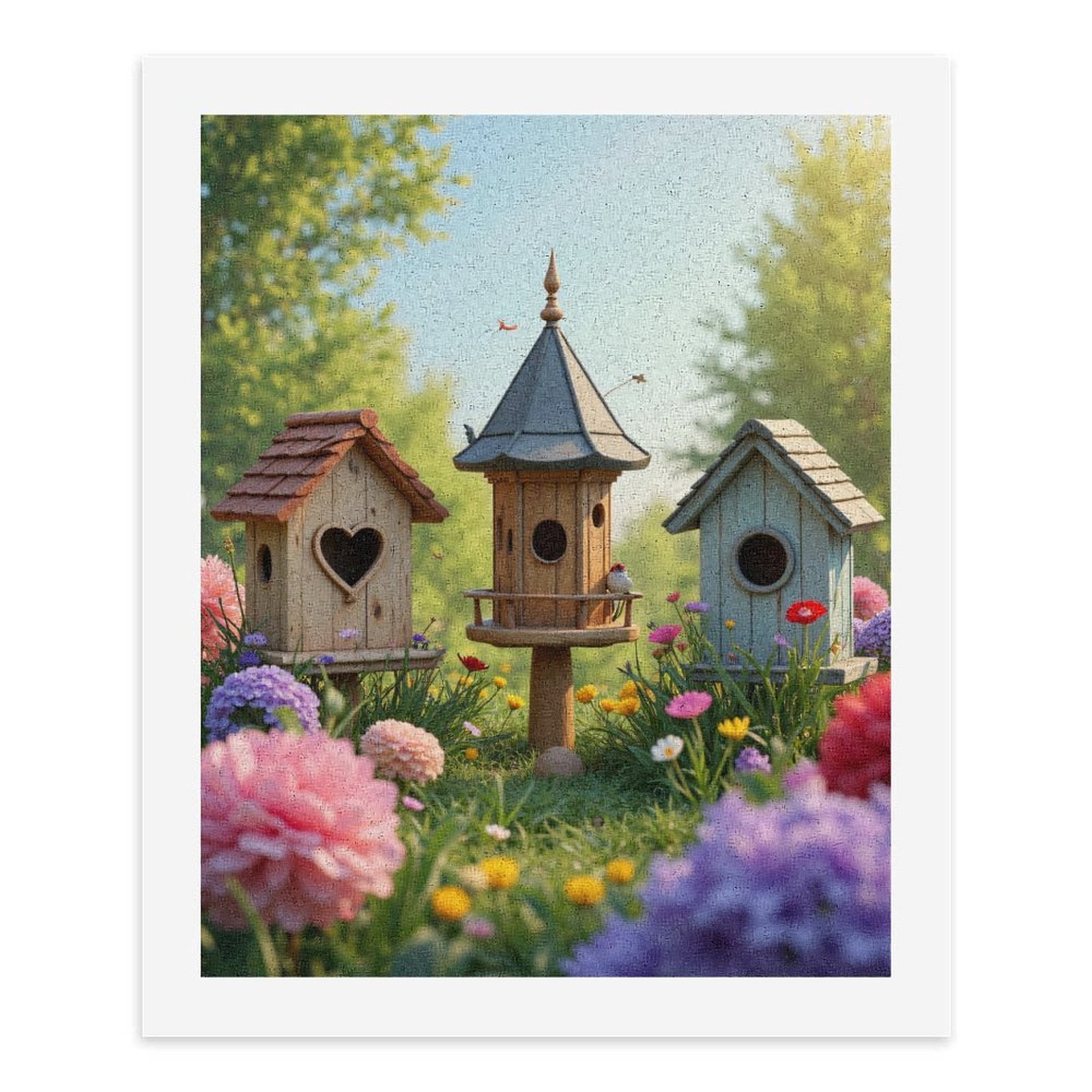 Paint By Numbers Kit for Adults Beginner - Birdhouses Garden Blooms Springtime DIY Canvas Painting Kits for Adults, Frameless Paint By Number for Adults for Home Wall Decor 16x20 Inch