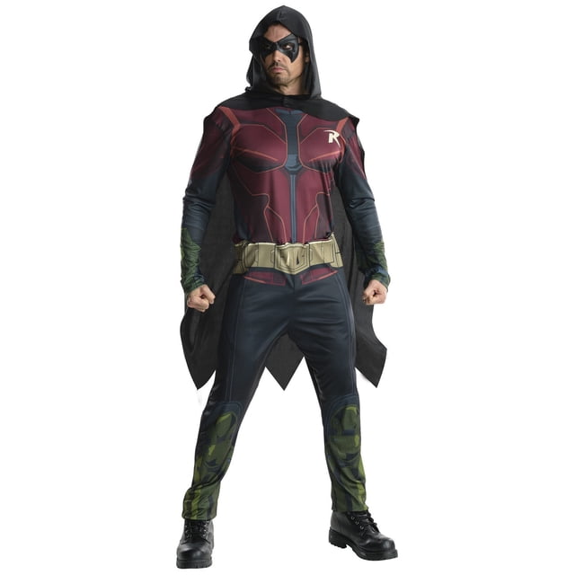 Batman - Disfraz Robin Con Capucha para Hombre (Rojo, Negro)
