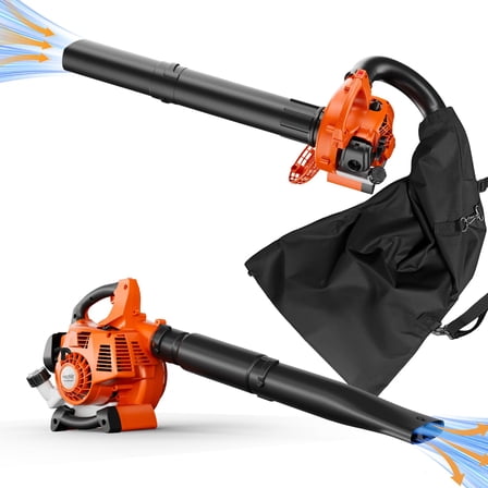 3 in 1 Gas Leaf Blower Mulcher Vacuum Cordless with Bag 25.4cc 180 MPH 432CFM 2-Cycle Lightweight Gas Powered Blower for Lawn Care
