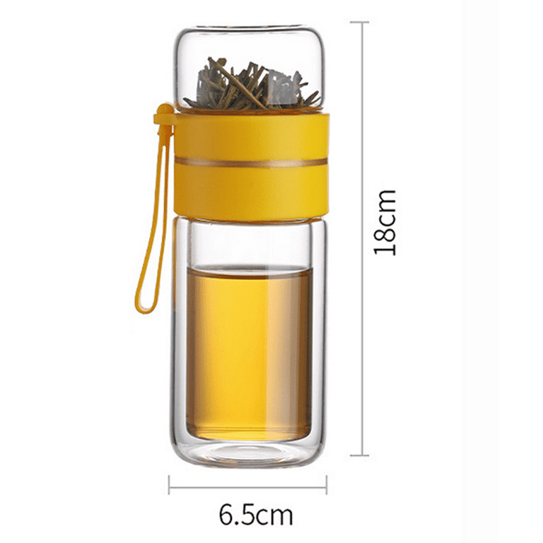 Paracity Glass Tea Infuser Bottle Double Wall Borosilicate Portable Travel Mug Tea Tumbler Water Bottle Diffuser Bottles Tea Cup for Loose Tea