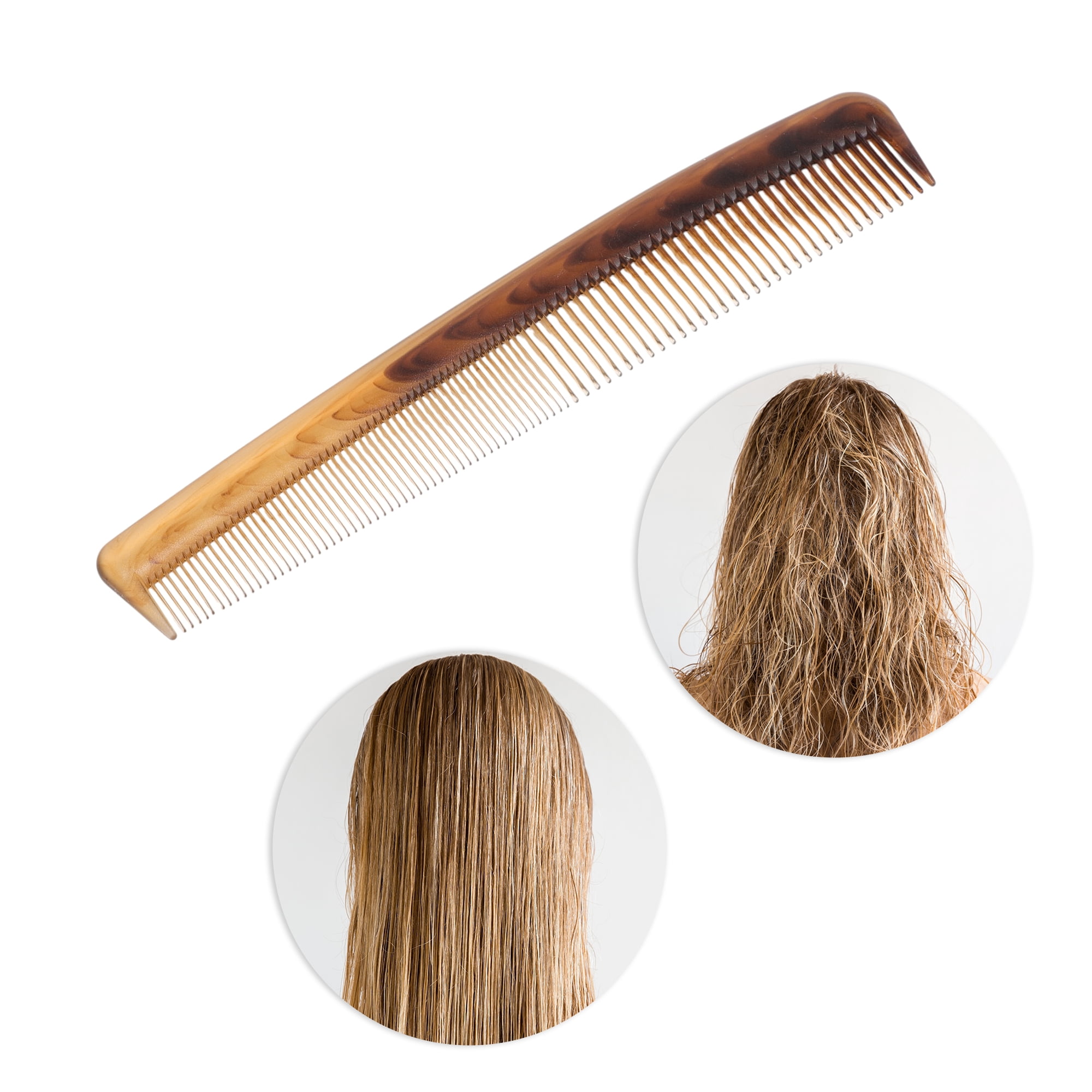 Unique Bargains 1 Piece Lightweight Two-Color Flat Comb in Amber Color for All Hair Types