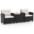 thumbnail image 2 of Costway 3 PCS Patio Furniture Set with Tempered Glass Coffee Table Washable Cushions Off White, 2 of 10