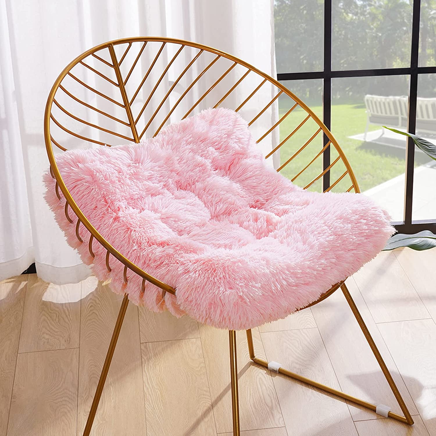 Super Soft Thick Chair Cushions for Dining Room Comfortable Plush Floor Cushions for Patio Sofa Chair Cover Square Home Decor Chair Seat Pad Pink